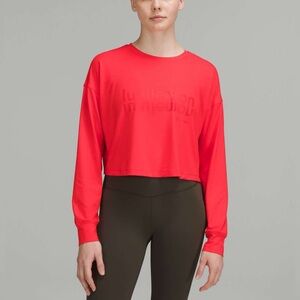 Lululemon Muscle Love Long Sleeve Shirt Sz 10 *Motif 
In Love Red